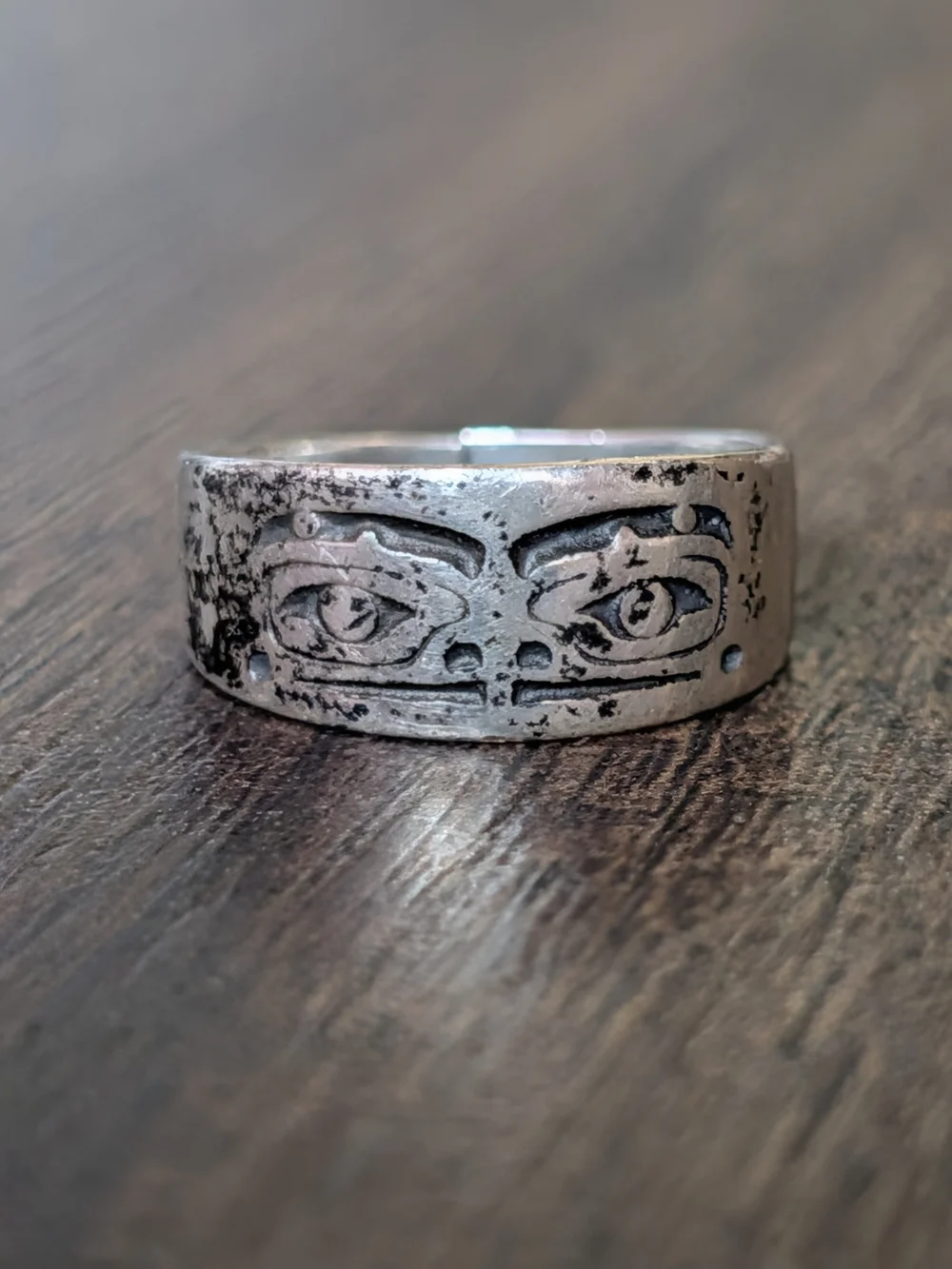 JEANNE GAMBLE J. Gamble 925 Sterling Silver Engraved Frag Face Western Band Ring